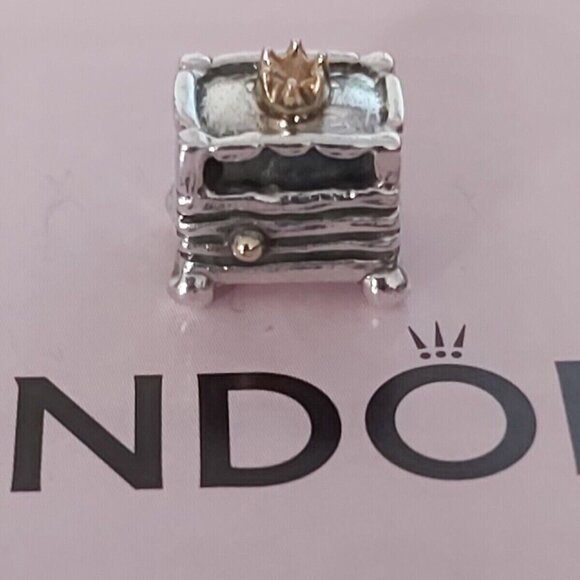 Auth Pandora *RETIRED* Sterling Silver & 14k Princess and the Pea Charm 790320 - Picture 10 of 15